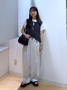 「LOWRYS FARM（ローリーズファーム）のアイテム（シャツ/ブラウス）」を使った、るりこさん（レディース・154cm）の夏コーディネート