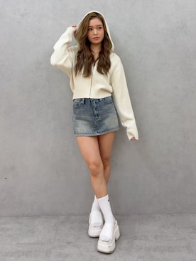 「アイテム（パーカー）」を使った、KURENAさん（レディース・153cm）の夏コーディネート