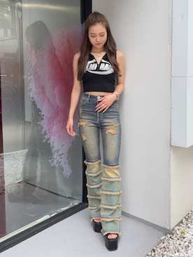 「GYDA（ジェイダ）のアイテム」を使った、KURENAさん（レディース・153cm）の夏コーディネート