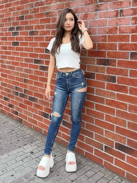 「GYDA（ジェイダ）のアイテム」を使った、KURENAさん（レディース・153cm）の夏コーディネート