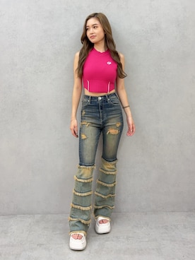 「GYDA（ジェイダ）のアイテム」を使った、KURENAさん（レディース・153cm）の夏コーディネート