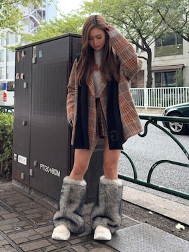 「GYDA（ジェイダ）のBRATTY MOHAIR LIKEショートニットトップス（ニット/セーター）」を使った、KURENAさん（レディース・153cm）の秋コーディネート