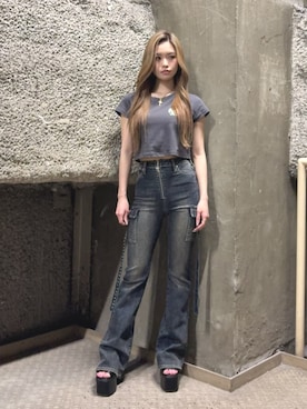 「GYDA（ジェイダ）のアイテム」を使った、KURENAさん（レディース・153cm）の夏コーディネート