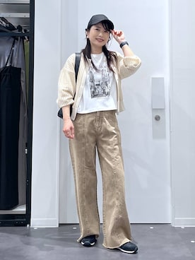 「LAKOLE（ラコレ）のアイテム（キャップ）」を使った、emaさん（レディース・155cm）の春コーディネート