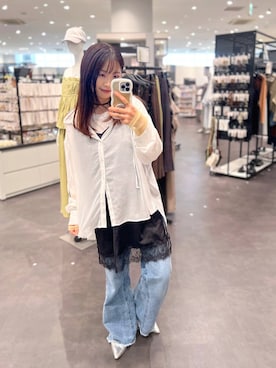 「LAKOLE（ラコレ）のアイテム（パンツ）」を使った、emaさん（レディース・155cm）の春コーディネート