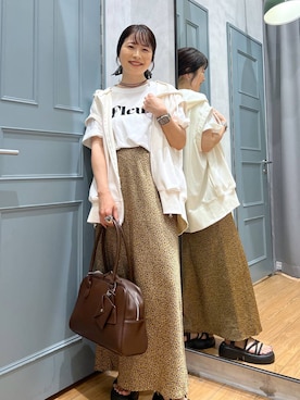 「LOWRYS FARM（ローリーズファーム）のストレッチサテンスカート　 290120（スカート）」を使った、emaさん（レディース・155cm・30代）の夏コーディネート