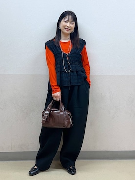 「アイテム（ベスト）」を使った、emaさん（レディース・155cm・30代）の夏コーディネート