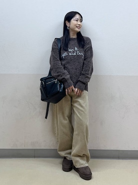 「体型カバー」｜「アイテム（スリッポン）」を使った、emaさん（レディース・155cm）の冬コーディネート