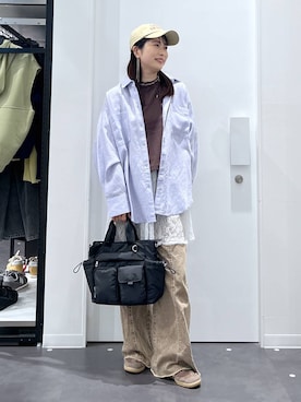 「LAKOLE（ラコレ）のアイテム（キャップ）」を使った、emaさん（レディース・155cm）の春コーディネート