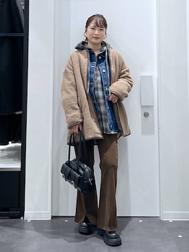 「LAKOLE（ラコレ）のビックシルエットデニムジャケット / 588026（デニムジャケット）」を使った、emaさん（レディース・155cm）の秋コーディネート