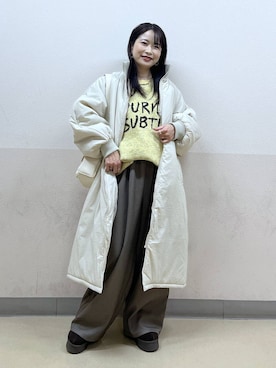 「アイテム（スリッポン）」を使った、emaさん（レディース・155cm）の冬コーディネート