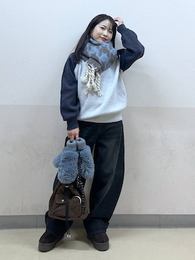 「アイテム（スリッポン）」を使った、emaさん（レディース・155cm）の冬コーディネート