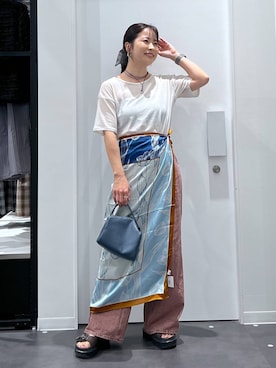 「アイテム（シュシュ）」を使った、emaさん（レディース・155cm）の夏コーディネート