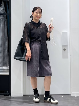 「アイテム（生活家電、ホワイト系）」を使った、emaさん（レディース・155cm）の夏コーディネート