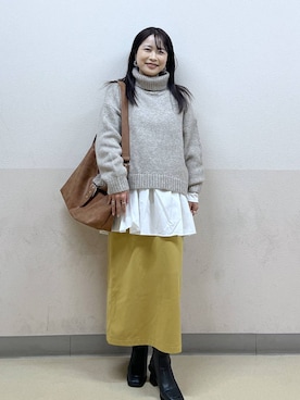 「リラックス」｜emaさん（レディース・155cm）の冬コーディネート