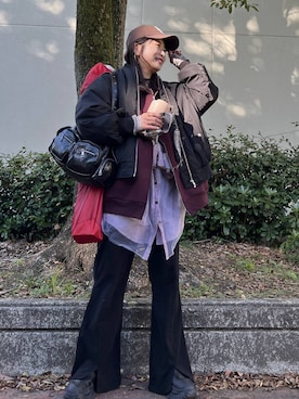 「アイテム（MA-1）」を使った、emaさん（レディース・155cm）の秋コーディネート