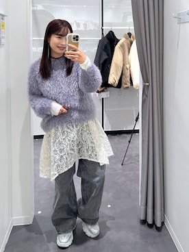 「アイテム（ワンピース/ドレス、ベージュ系）」を使った、emaさん（レディース・155cm）の冬コーディネート