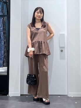「骨格ウェーブ」｜「アイテム（ベスト）」を使った、emaさん（レディース・155cm）の夏コーディネート