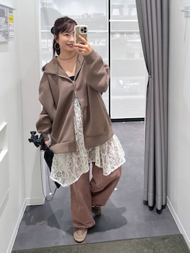 「アイテム（チュニック）」を使った、emaさん（レディース・155cm）の秋コーディネート