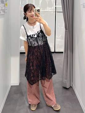 「アイテム（チュニック）」を使った、emaさん（レディース・155cm）の夏コーディネート