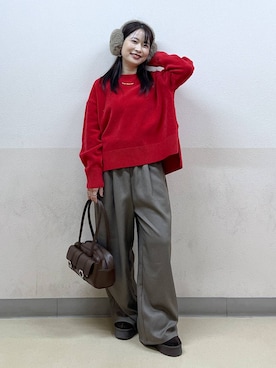 「アイテム（イヤーマフ）」を使った、emaさん（レディース・155cm）の冬コーディネート