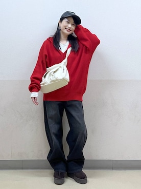 「アイテム（スリッポン）」を使った、emaさん（レディース・155cm）の冬コーディネート