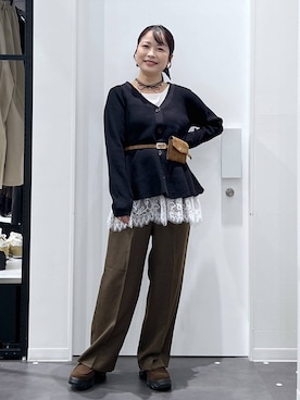 「アイテム（リング）」を使った、emaさん（レディース・155cm）の秋コーディネート
