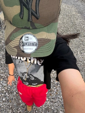 「アイテム（スウェットパンツ、レッド系）」を使った、knさん（レディース・161cm）の秋コーディネート