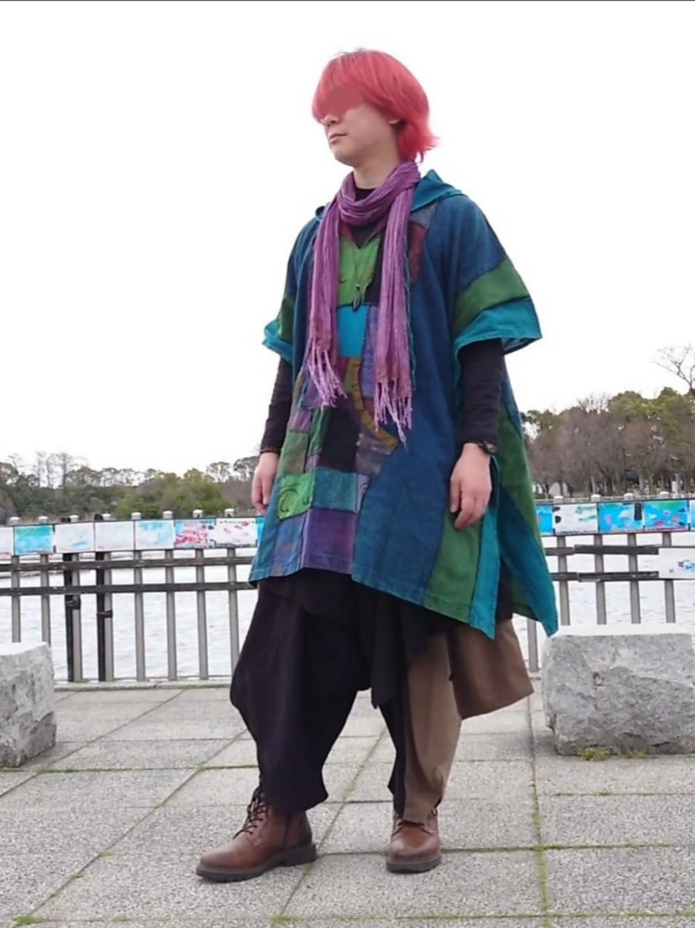 「エスニック、エスニックコーデ、エスニックファッション、チャイハネ」｜「ガネーシャのアイテム（その他トップス、パープル系）」を使った、hopper03さん（メンズ・174cm）の春コーディネートの1枚目の写真
