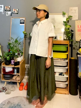 「アイテム（ポロシャツ）」を使った、Claudineさん（レディース・149cm）の秋コーディネート