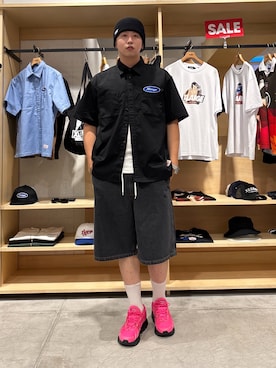 「アイテム（帽子）」を使った、muさん（メンズ・185cm）の夏コーディネート