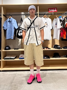 「アイテム（ニットキャップ/ビーニー）」を使った、muさん（メンズ・185cm）の夏コーディネート