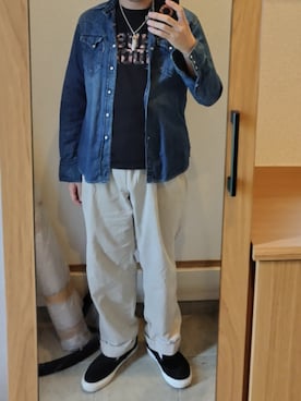 「BLUE BLUE（ブルーブルー）のアイテム（トップス）」を使った、Nutsさん（メンズ・171cm）の春コーディネート