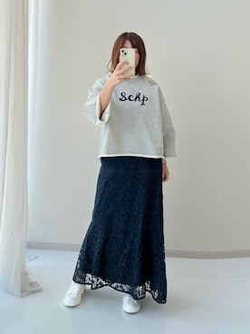 「CHIC STYLE」｜「アイテム（スウェット）」を使った、chihoさん（レディース・157cm）の冬コーディネート