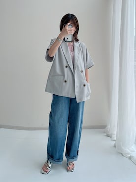 「アラフォーコーデ」｜「アイテム（ジャケット/アウター）」を使った、chihoさん（レディース・157cm）の夏コーディネート