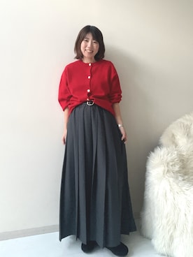 「スカートコーデ」｜「アイテム（バレエシューズ）」を使った、chiiiさん（レディース・157cm）の秋コーディネート