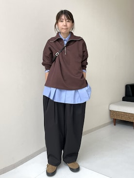 「アイテム（バレエシューズ、ブラウン系）」を使った、chiiiさん（レディース・157cm）の秋コーディネート