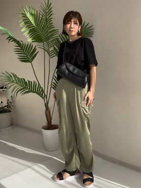 「150cm台コーデ」｜「アイテム（Tシャツ/カットソー）」を使った、chihoさん（レディース・157cm）の夏コーディネート