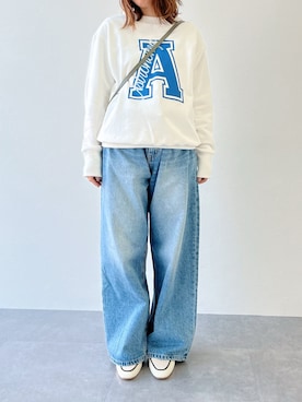 「レギュラー」｜「アイテム（スウェット）」を使った、chihoさん（レディース・157cm）の冬コーディネート