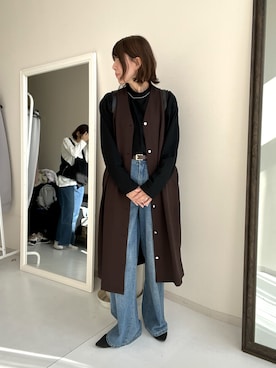 「アイテム（チュニック）」を使った、chihoさん（レディース・157cm）の秋コーディネート