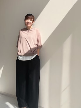 「nissen（ニッセン）のワイドイージーパンツ（その他パンツ）」を使った、chiiiさん（レディース・157cm）の夏コーディネート