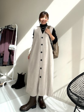 「アイテム（バックパック/リュック）」を使った、chihoさん（レディース・157cm）の秋コーディネート