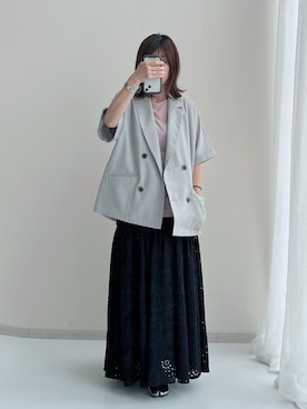 「アラフォーコーデ」｜「アイテム（ジャケット/アウター）」を使った、chihoさん（レディース・157cm）の夏コーディネート