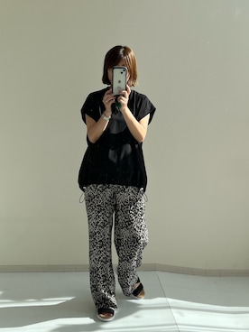 「nissen（ニッセン）のフレンチスリーブデザインカットソー＜大きいサイズ有＞シックスタイル（Tシャツ/カットソー）」を使った、chiiiさん（レディース・157cm）の夏コーディネート