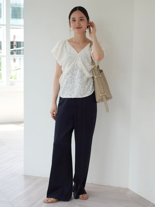 洗える】レオパードジャガードデコルテVブラウス（シャツ/ブラウス