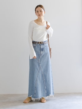 「アイテム（デニムスカート）」を使った、ayanoさん（レディース・160cm）の春コーディネート