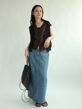 「アイテム（ベスト）」を使った、ayanoさん（レディース・160cm）の夏コーディネート