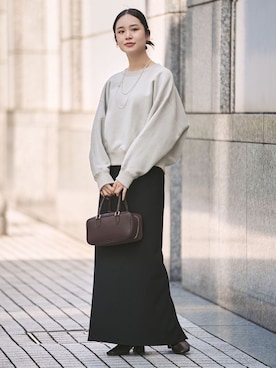 「アイテム（ボストンバッグ）」を使った、ayanoさん（レディース・160cm）の秋コーディネート