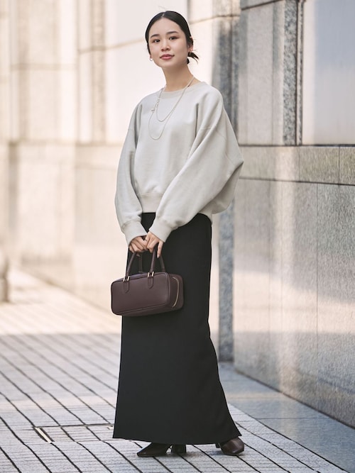 ノーブル　コンフォートジャージーライクタイトスカート ブラック38 追加》コンフォートジャージーライクタイトスカート（ロング・マキシ丈