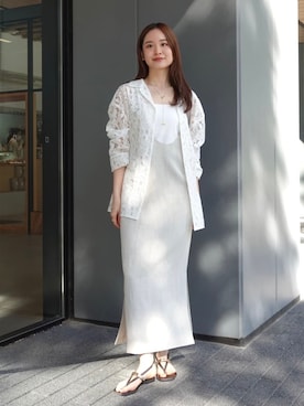 「Noble（ノーブル）の《追加2》カップ付きベアラインスイマーキャミ（キャミソール）」を使った、ayanoさん（レディース・160cm）の春コーディネート